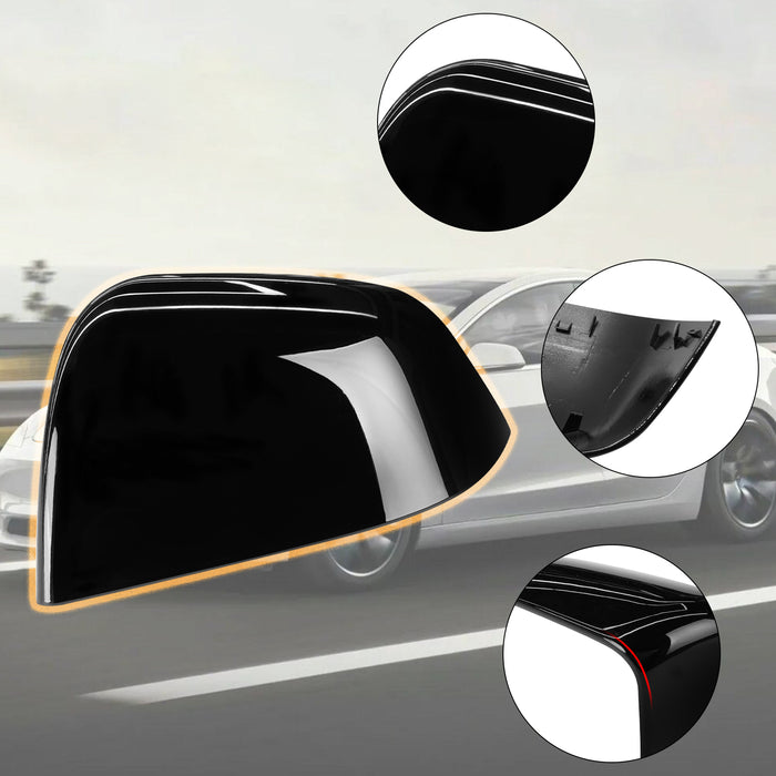 For Tesla Model Y Mirror Cover Caps Glossy Black 2020 2021 2022 2023 2024 Left Driver Side