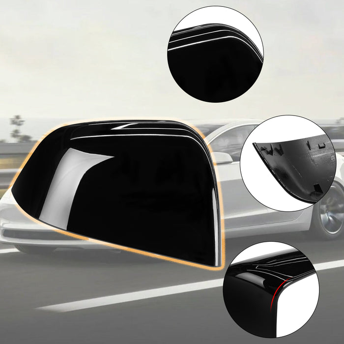 For Tesla Model Y Mirror Cover Caps Glossy Black 2020 2021 2022 2023 2024 Right Passenger Side