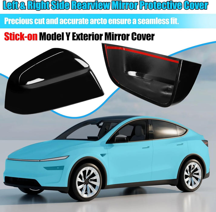 Thetapai Mirror Guard Covers Glossy Black For Tesla Model Y Juniper
