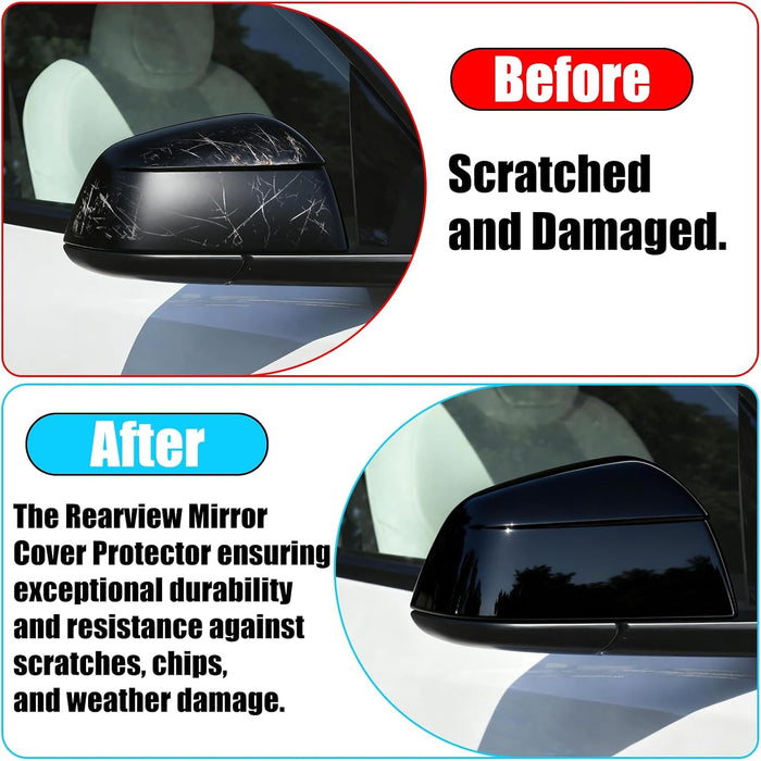 Thetapai Mirror Guard Covers Glossy Black For Tesla Model Y Juniper