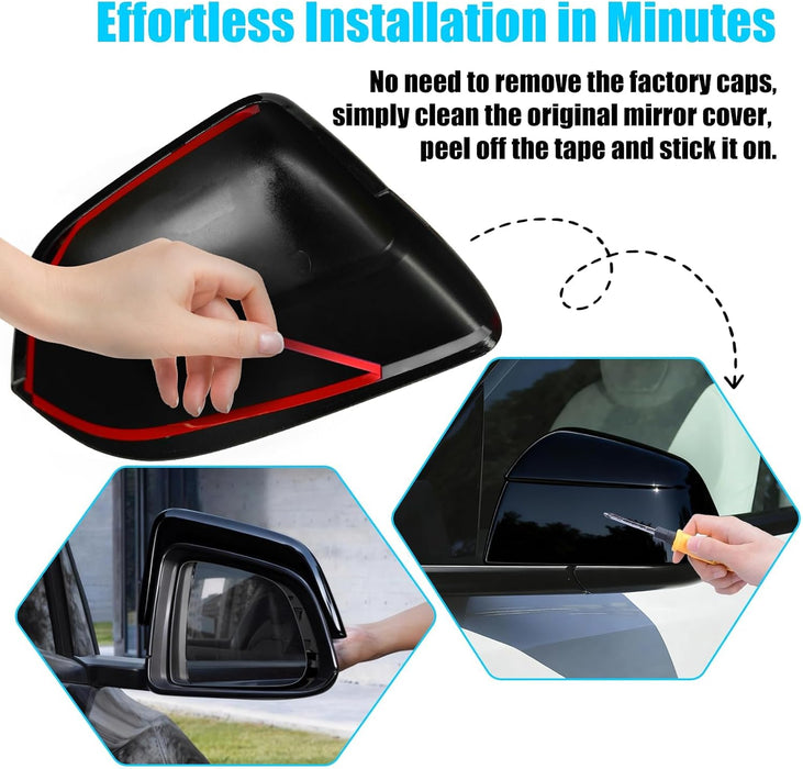 Thetapai Mirror Guard Covers Glossy Black For Tesla Model Y Juniper
