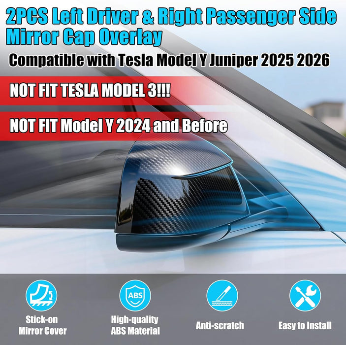 Thetapai Mirror Guard Covers Glossy Carbon For Tesla Model Y Juniper