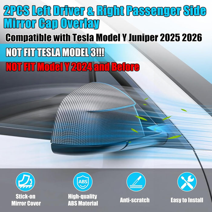 Thetapai Mirror Guard Covers Matt Carbon For Tesla Model Y Juniper