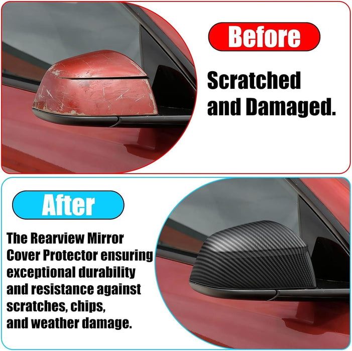 Thetapai Mirror Guard Covers Matt Carbon For Tesla Model Y Juniper