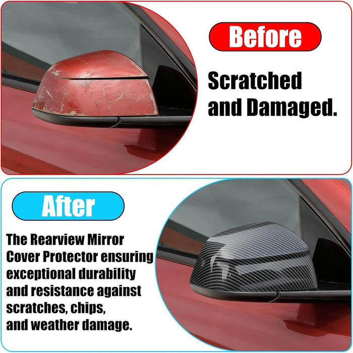 Thetapai Mirror Guard Covers Glossy Carbon For Tesla Model Y Juniper