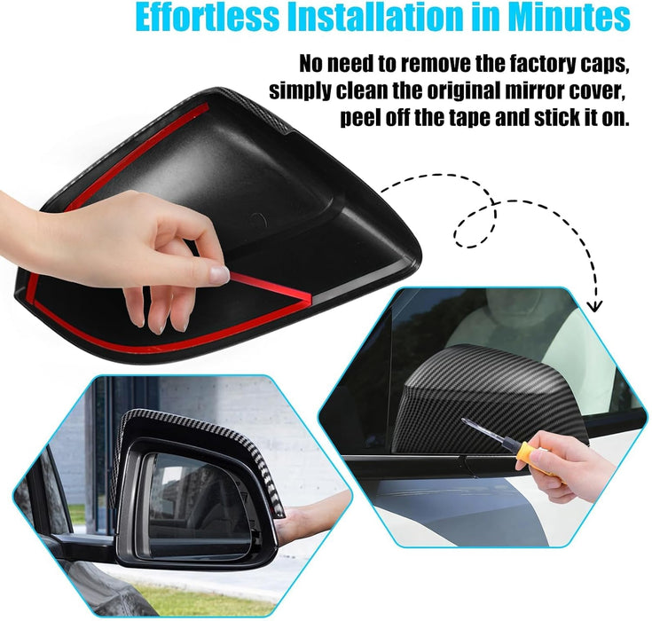 Thetapai Mirror Guard Covers Matt Carbon For Tesla Model Y Juniper