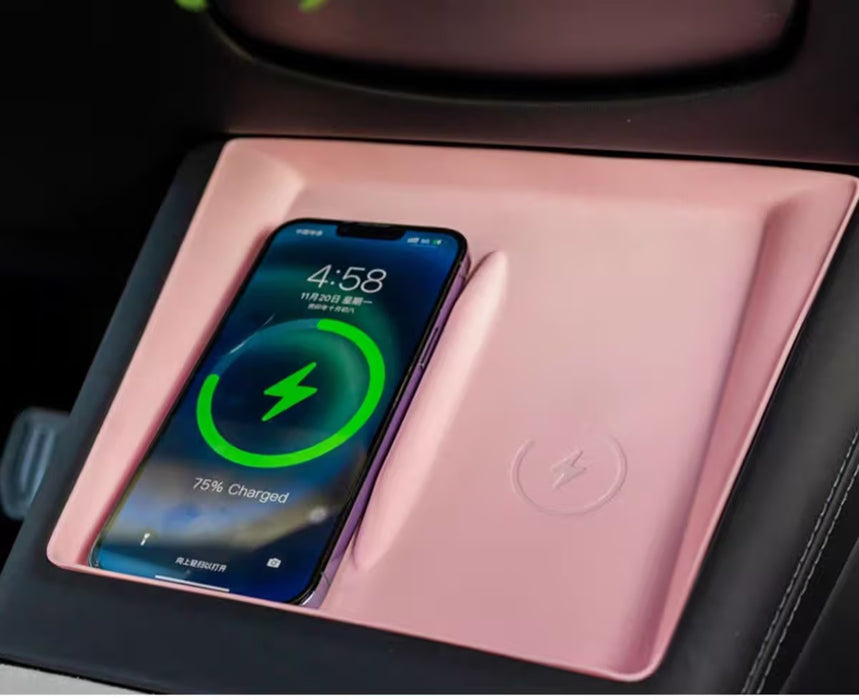 Thetapai Wireless Charging Mat Pink for Tesla Model 3 Highland