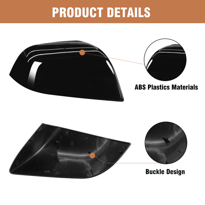 For Tesla Model 3 Mirror Cover Caps Glossy Black 2017 2018 2019 2020 2021 2022 2023 2024 Right Passenger Side