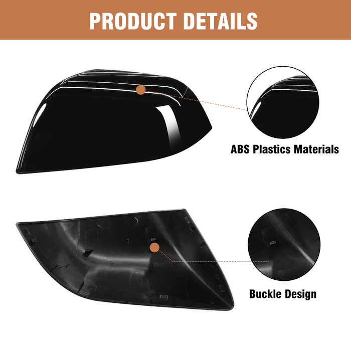 For Tesla Model 3 Mirror Cover Caps Glossy Black 2017 2018 2019 2020 2021 2022 2023 2024 Left Driver Side