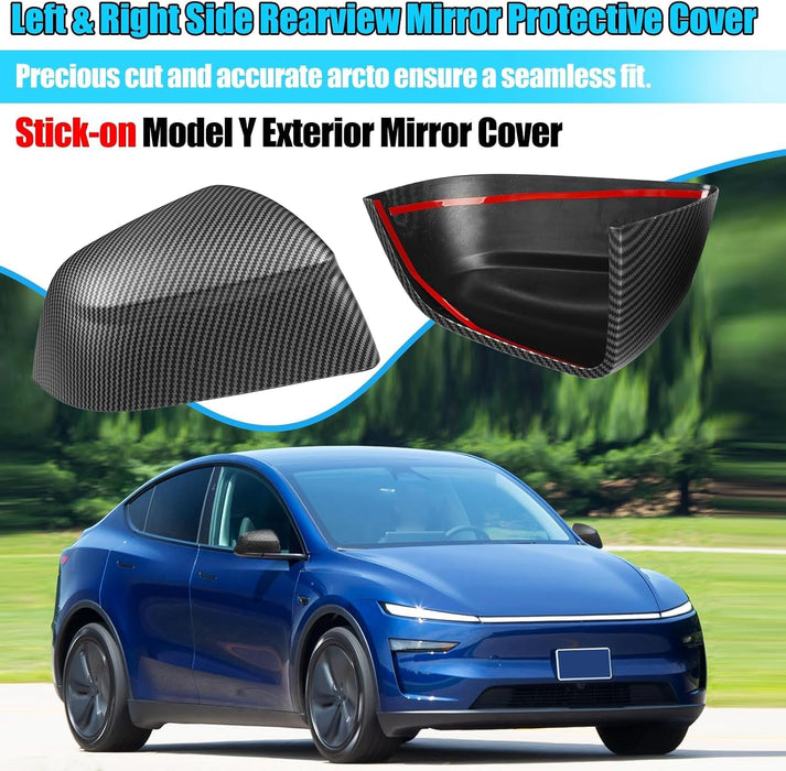 Thetapai Mirror Guard Covers Matt Carbon For Tesla Model Y Juniper
