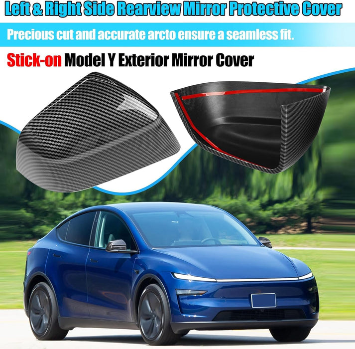 Thetapai Mirror Guard Covers Glossy Carbon For Tesla Model Y Juniper