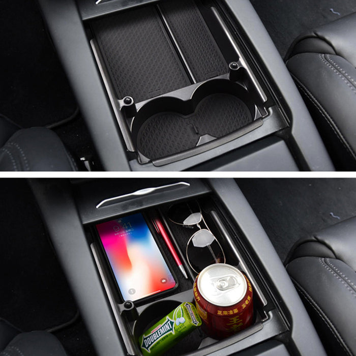 For Tesla Model S/X 2016-2018 Center Console Organizer Tray Cup Holder