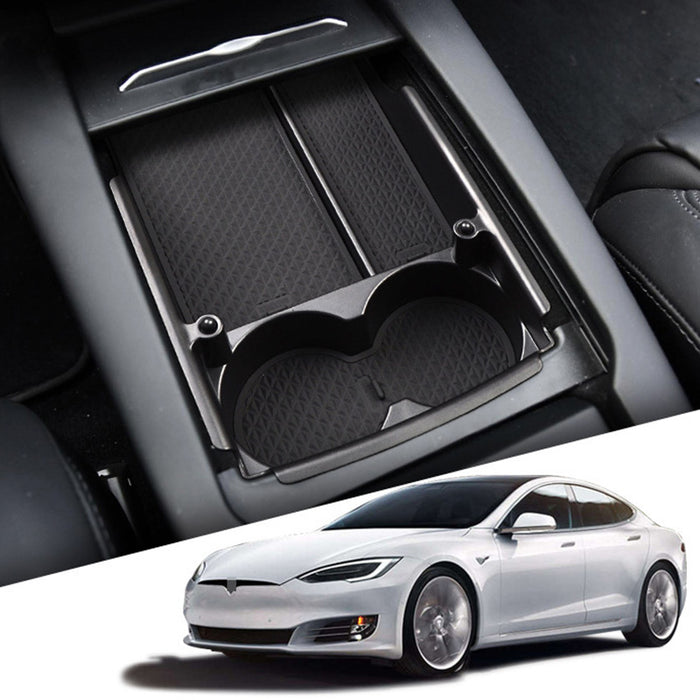 For Tesla Model S/X 2016-2018 Center Console Organizer Tray Cup Holder