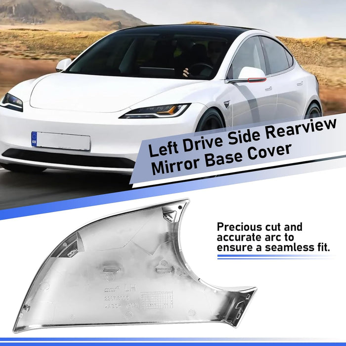 For Tesla Model 3 Chrome Left Drive Side Rearview Mirror Base Cover Trim Replacement