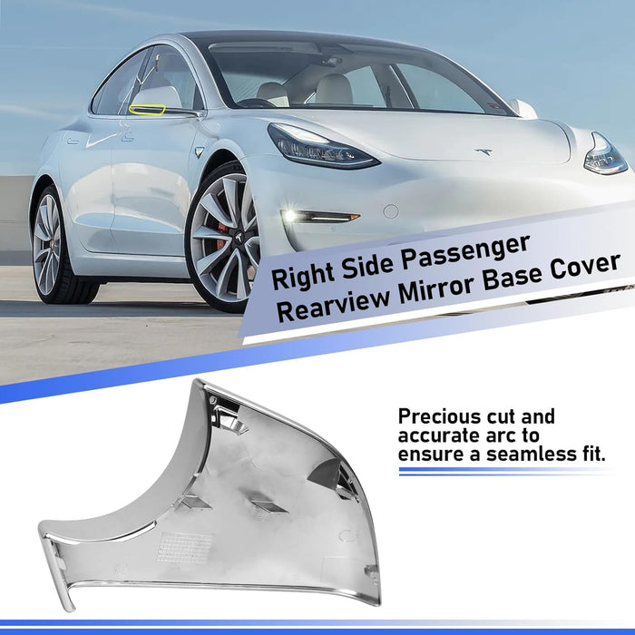 For Tesla Model 3 Rearview Mirror Lowe Base Cover Replacement (Right Side Chrome)