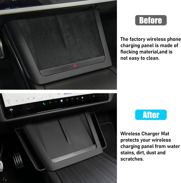 For Tesla Model S Model X Wireless Charging Mat with Side Organizer