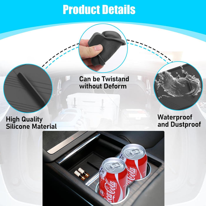 For Tesla Model X Model S Cup Holder Insert Pad and Console Organizer Tray