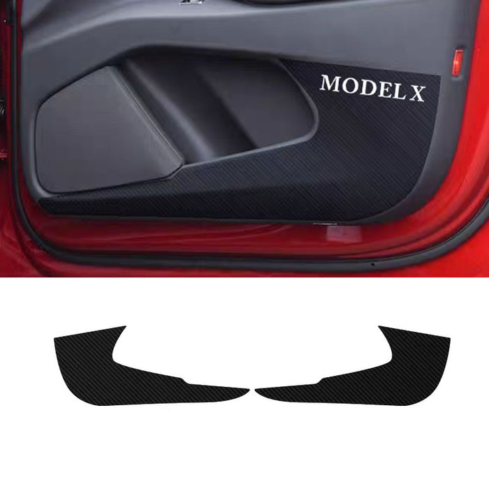 Thetapai Interior Door Anti-Kick Cover Carbon for Tesla Model X