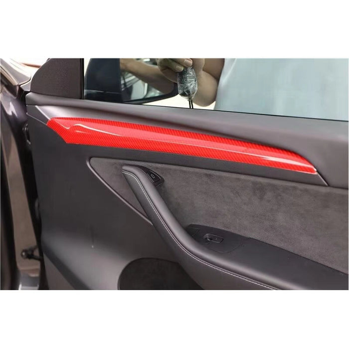 Thetapai Door Décor Trim Sets Red for Tesla Model 3 Model Y