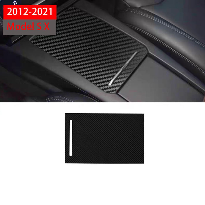 Thetapai Center Console Cover Sticker Carbon for Tesla Model S X