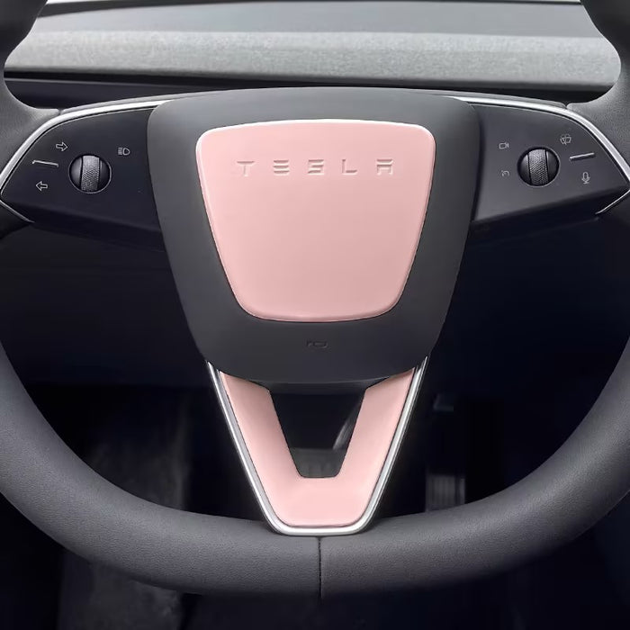 Thetapai 2 PCs Steering Wheel Sticker Pink for Tesla Model 3 Highland